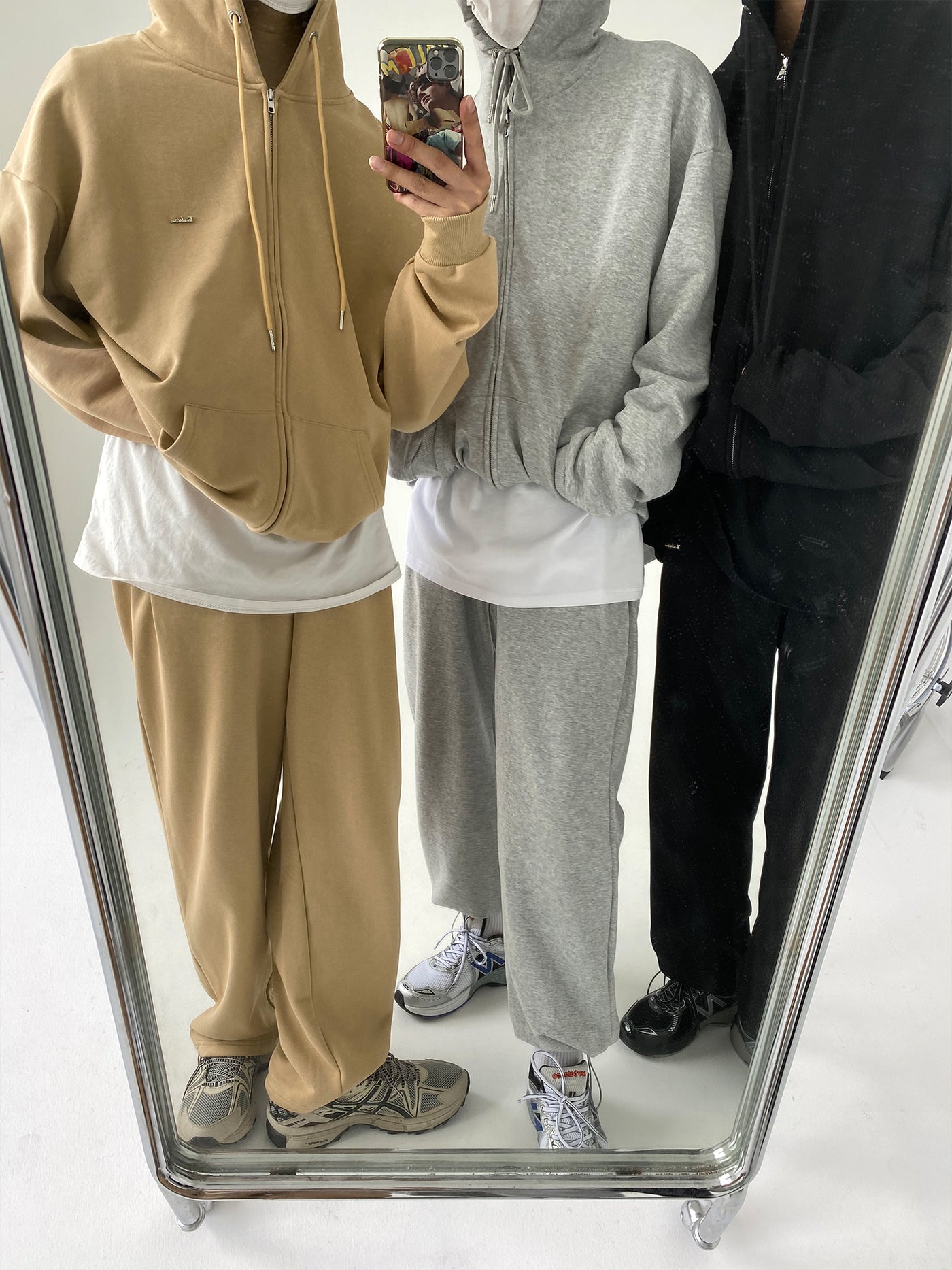 Color Hooded Loose Couple Sweatshirt Set