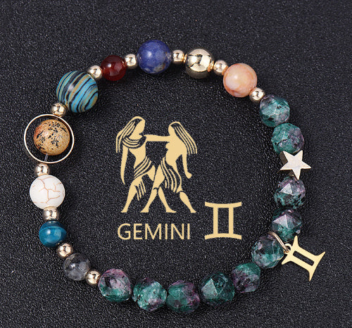 Natural Stone Twelve Constellations Bracelets Cut Hemp Stone Fashion