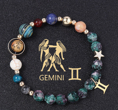 Natural Stone Twelve Constellations Bracelets Cut Hemp Stone Fashion