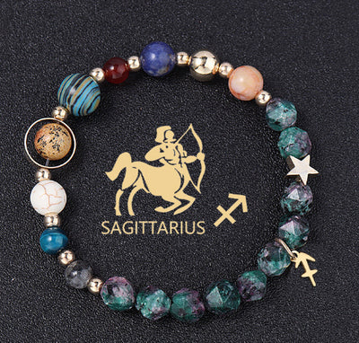 Natural Stone Twelve Constellations Bracelets Cut Hemp Stone Fashion