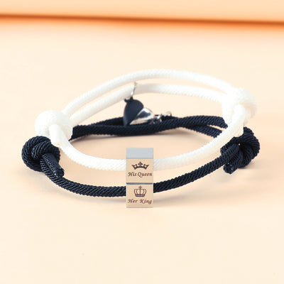 Couple Bracelet Europe And America Creative Stainless Steel King Queen