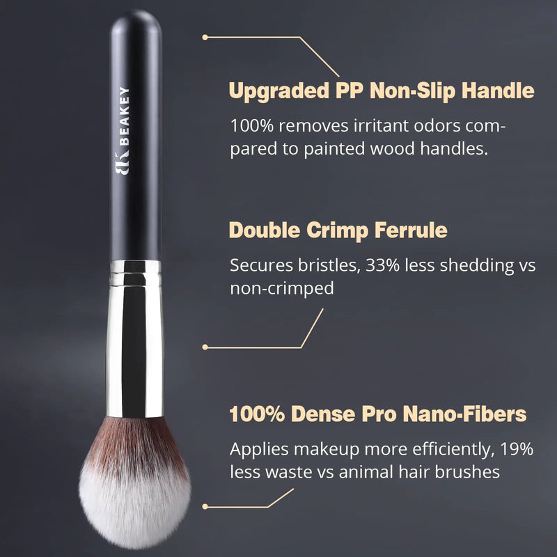 BEAKEY Makeup Brush Set Professional for Eye and Face, Blending Brush for Foundation, Eyeshadow, Concealer, Make up Brushes Pack with 2 Blender Sponge, Eye Shadow Brush with Paper Case, Gift for Women 10+2pcs Black and Silver