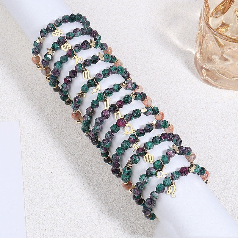 Natural Stone Twelve Constellations Bracelets Cut Hemp Stone Fashion
