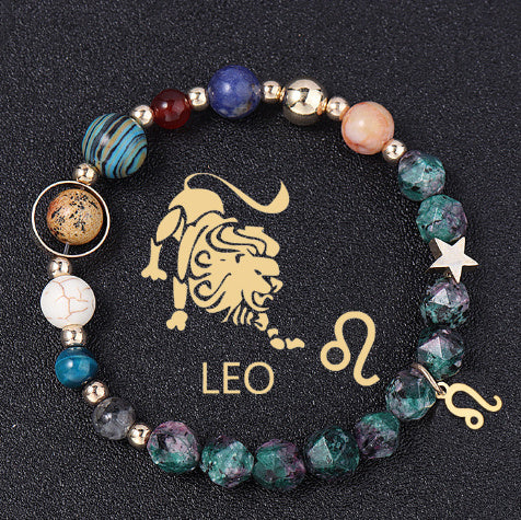 Natural Stone Twelve Constellations Bracelets Cut Hemp Stone Fashion